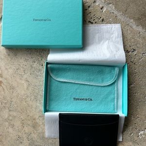 Tiffany & Co black leather card case